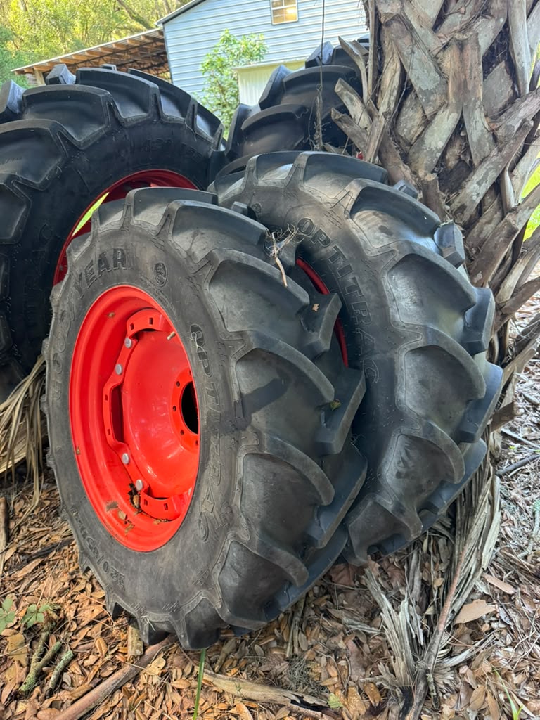 Goodyear Optitrac Tractor Tires with Original Kubota Rims - Like New